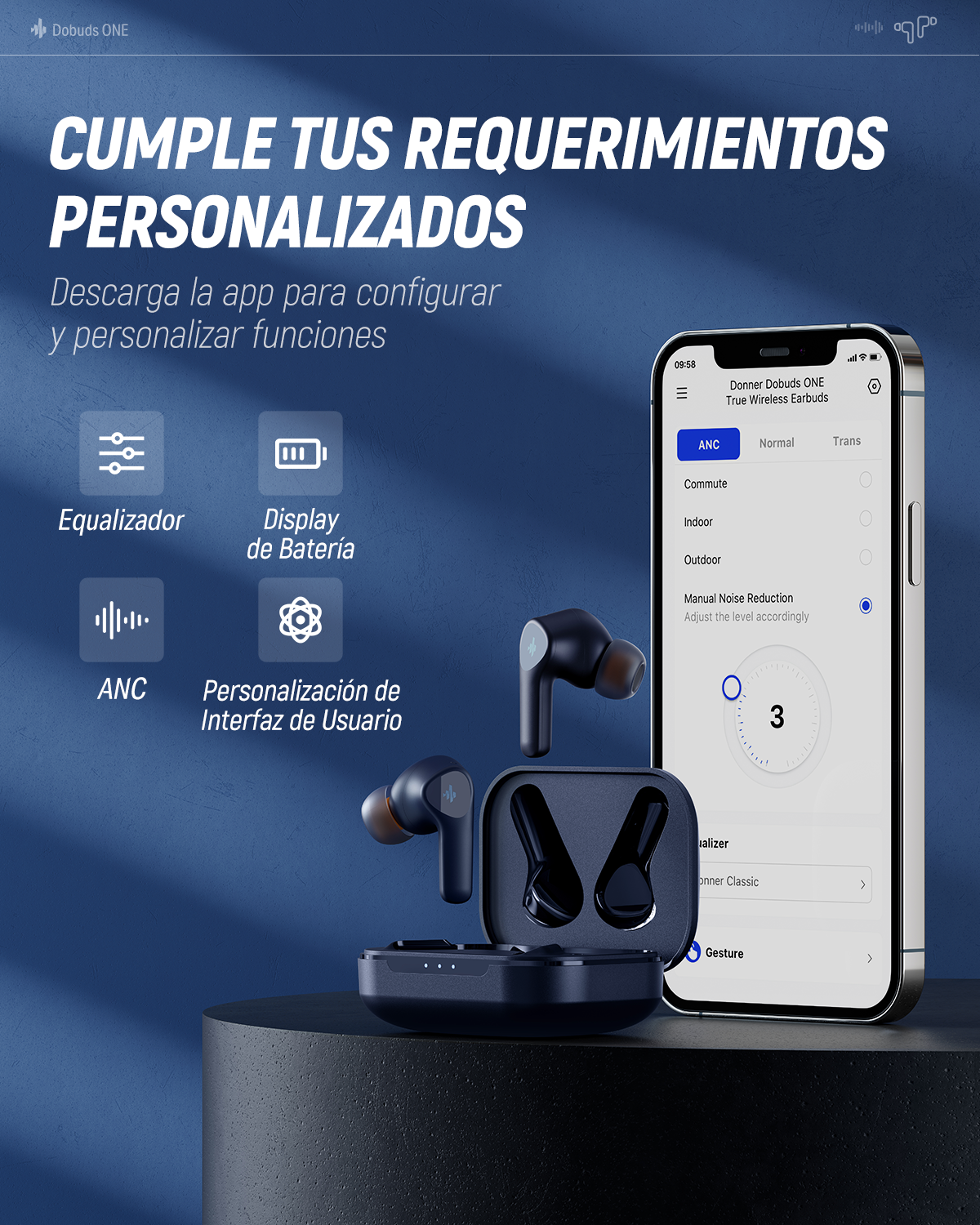 Donner Dobuds One Audífonos Wireless Estéreo con Cancelación de Ruido Activa ANC