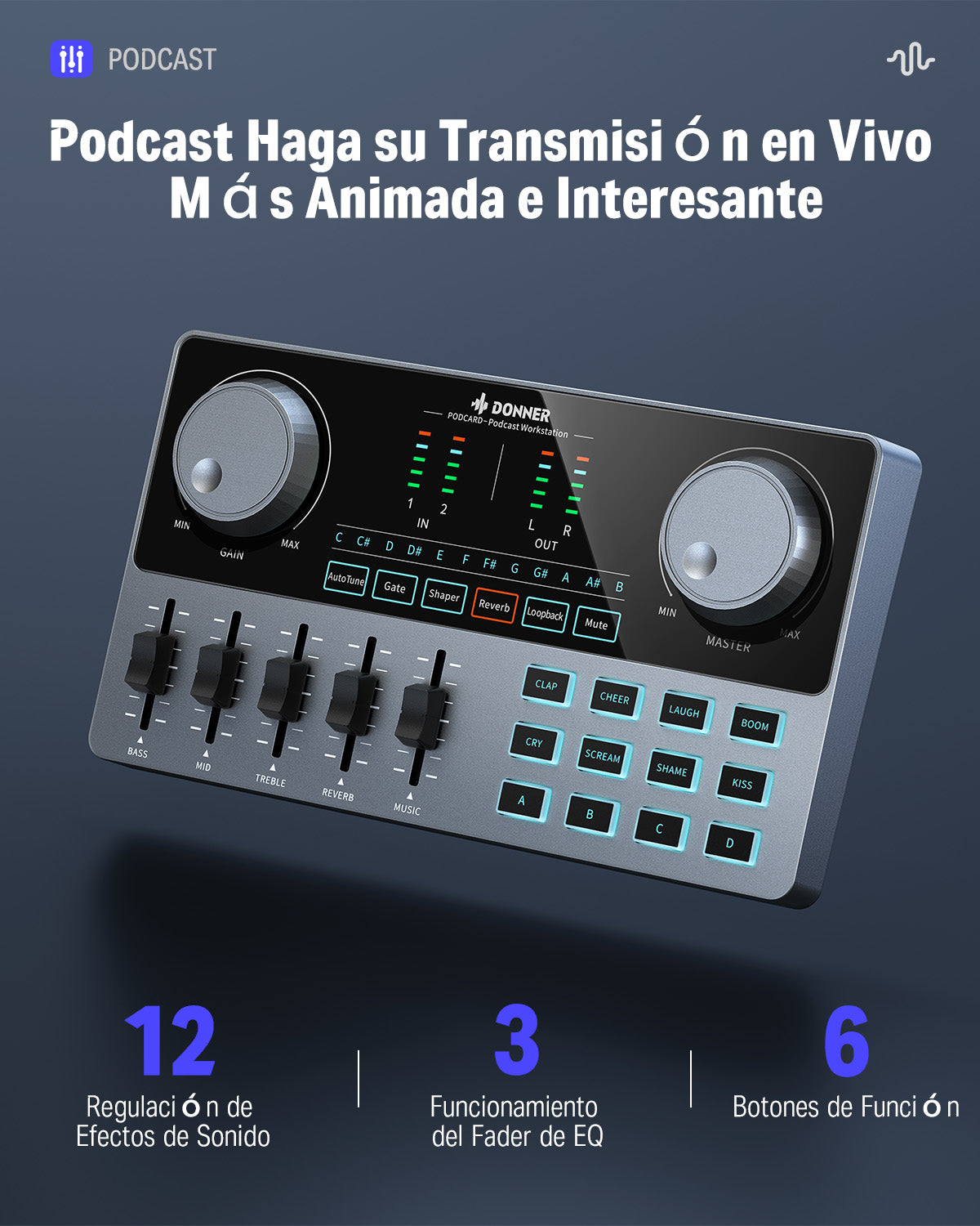 Products Donner Conjunto de equipos de podcast: interfaz de audio con mezclador de tarjeta de sonido y kit de micrófono XLR-6.35 mm