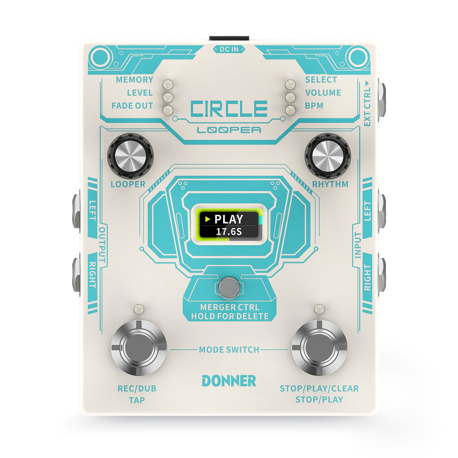 Donner Efecto de Guitarra Circle Looper con Pantalla de Tiempo y Máquina de Ritmos donner music mexico
