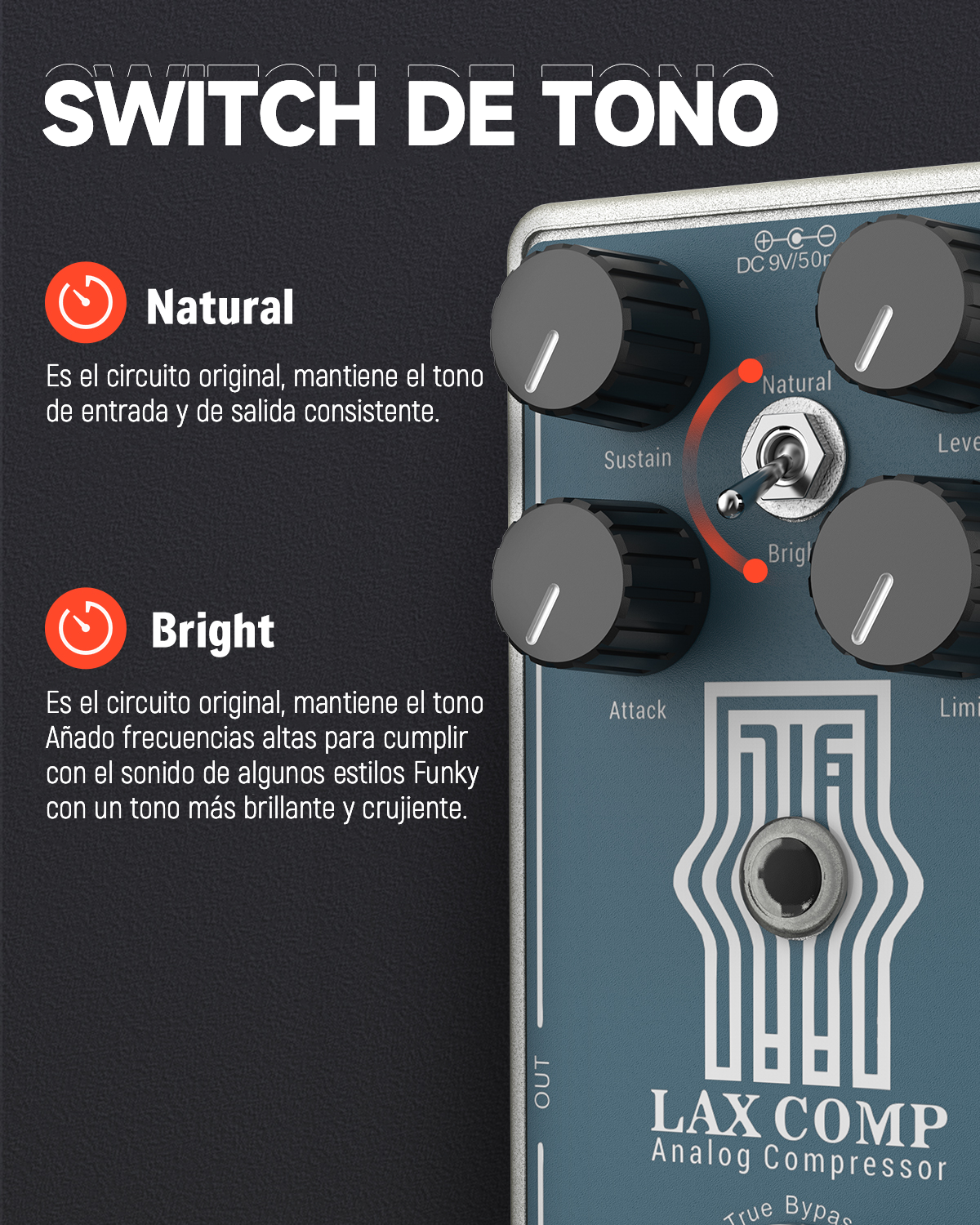 Donner LAX COMP Pedal de Guitarra de Compresión True Analog donner music mexico