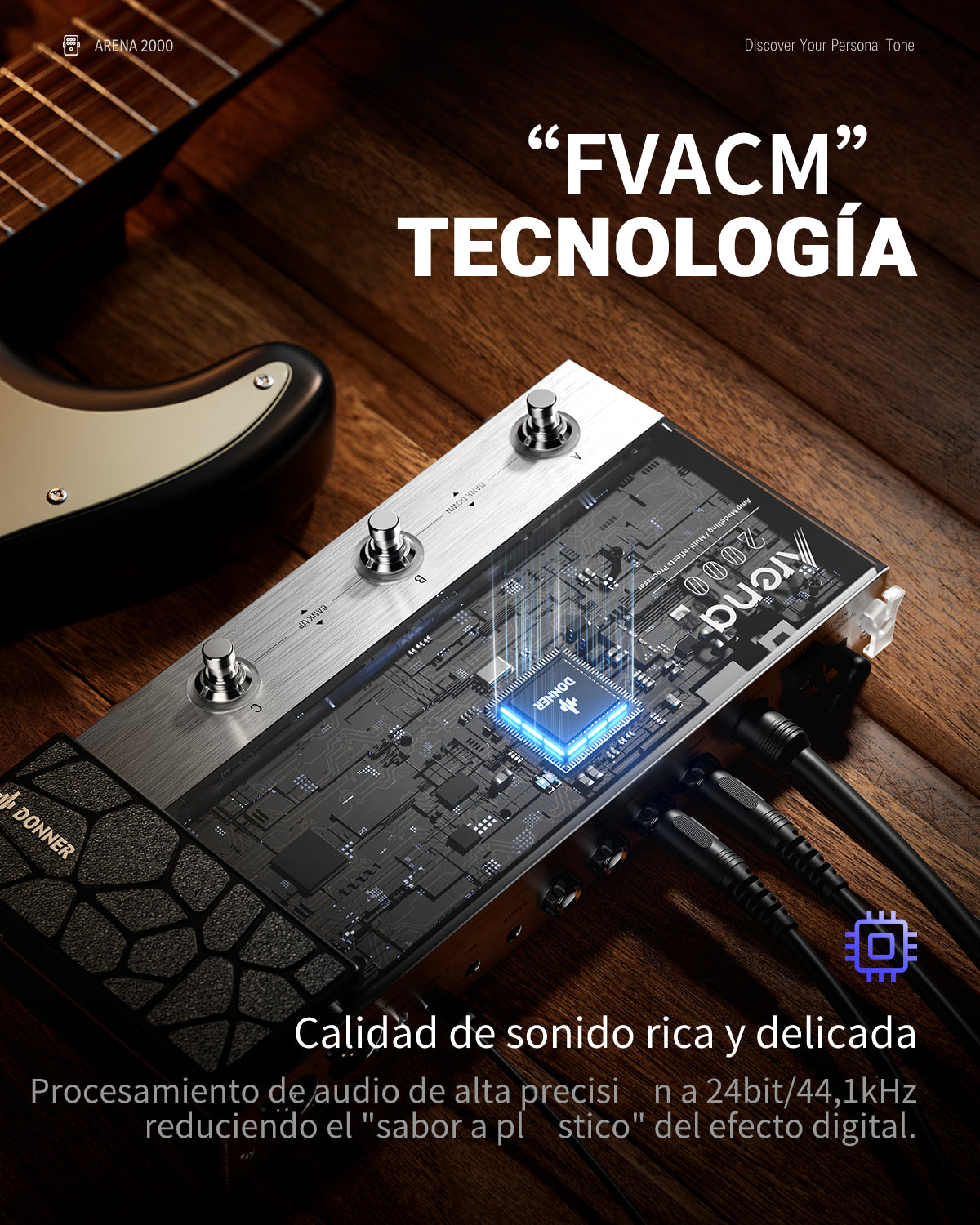 Donner Arena 2000 Pedal de Efectos Múltiples para Guitarra Modelado AMP Procesador de Efectos Múltiples
