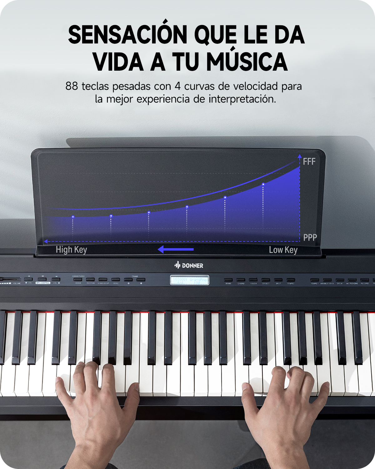 Donner DEP-20 de 88 Teclas Piano Digital Portátil de Peso Completo con Pedal de Sustain donner music mexico