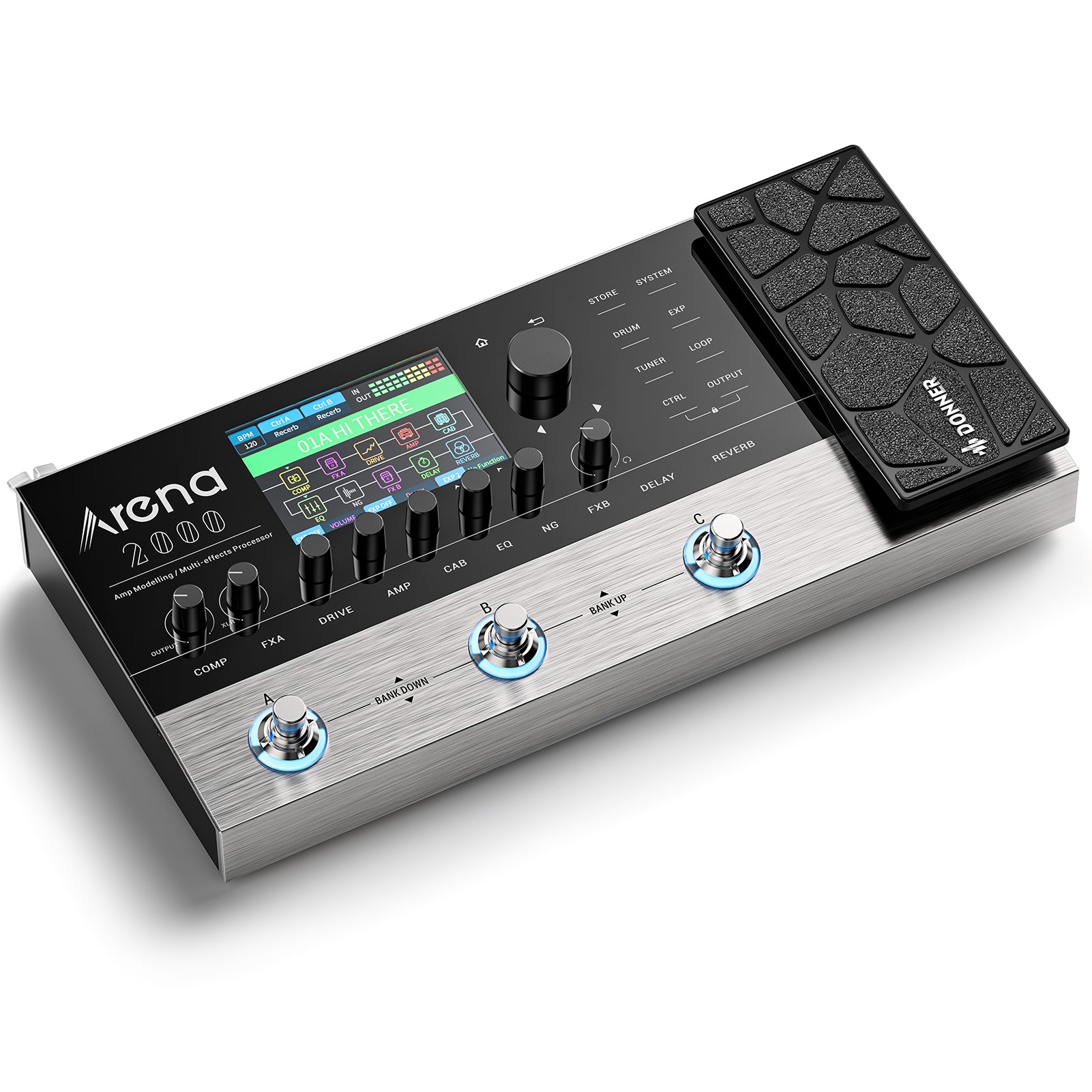 Donner Arena 2000 Pedal de Efectos Múltiples para Guitarra Modelado AMP Procesador de Efectos Múltiples