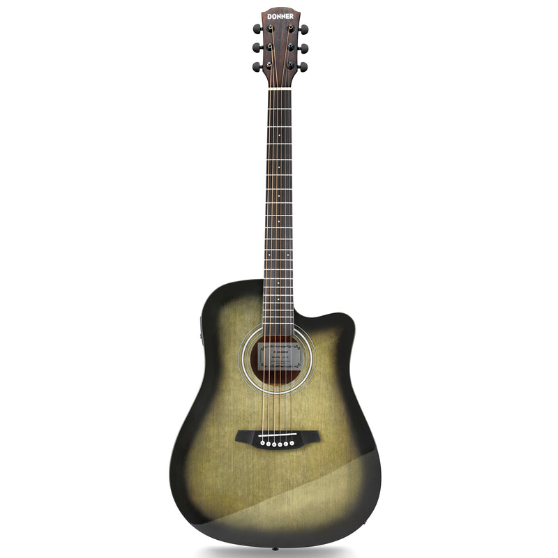 Products Donner Guitarra eléctrica acústica de tamaño completo para principiantes intermedios con amplificador Capo Strap Pick Tuner 41 pulgadas Acustica Electro Guitarra Kit