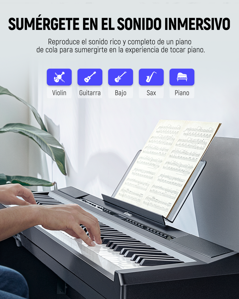 Donner DEP-20 de 88 Teclas Piano Digital Desmontable Pesadas con teclado ponderado y soporte de muebles, 3 pedales donner music mexico