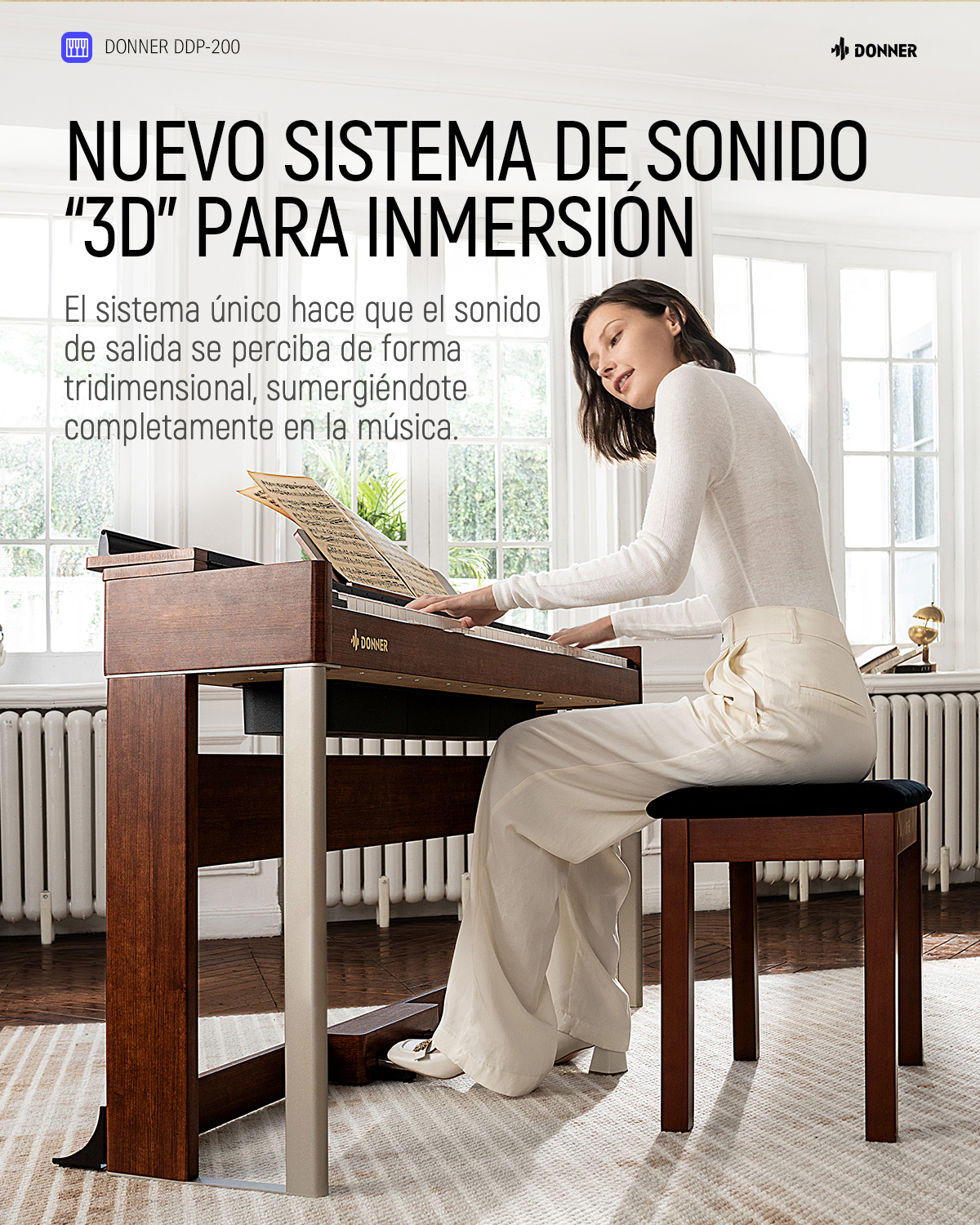 Donner DDP-200 Piano Vertical Digital de 88 Teclas Pesadas