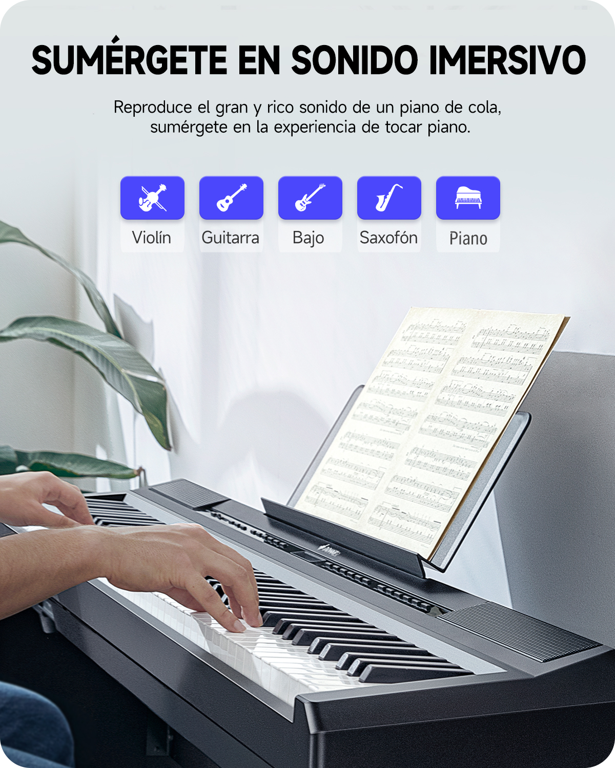 Donner DEP-20 de 88 Teclas Piano Digital Portátil de Peso Completo con Pedal de Sustain donner music mexico