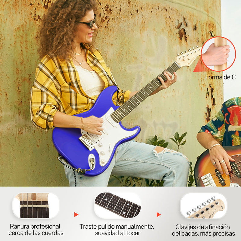 Donner DST-100T Guitarra Eléctrica Tamaño Completo con Amplificador/Bolsa/Afinador Digital/Capo/Tahalí/Cuerdas/Cable/Púas