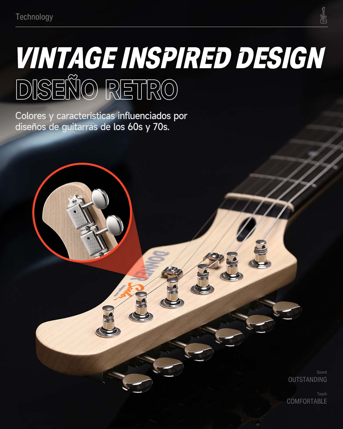Donner DST-152 Guitarra Eléctrica de Tamaño Completo de 39 pulgadas, Pastillas HSS, Kit con Amplificador para Principiante