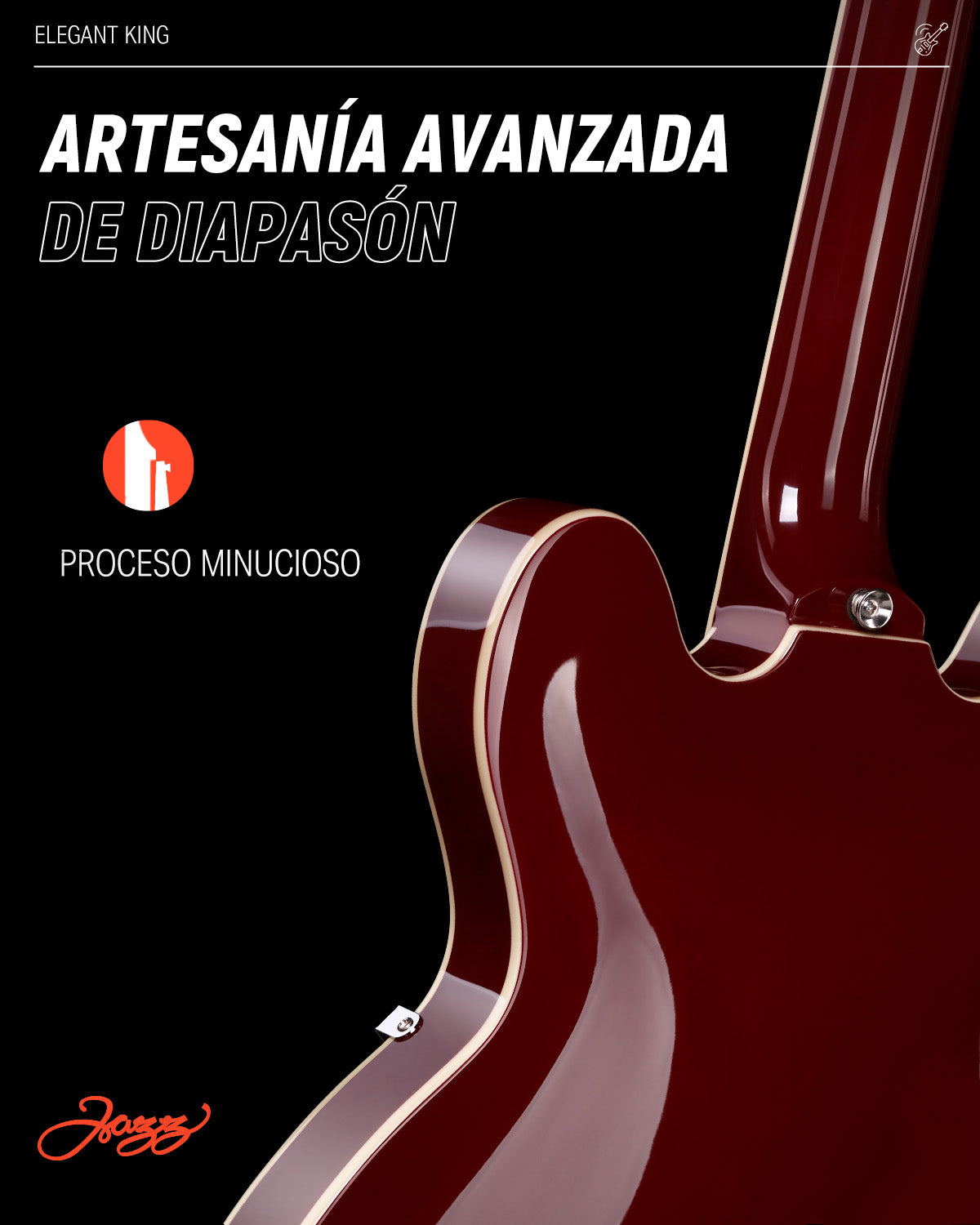 Donner DJP-1000 Guitarra Eléctrica Semi Hueca, Dos Pastillas H, Guitarra Eléctrica Estilo Jazz con Bolsa, Cable y Tahalí.