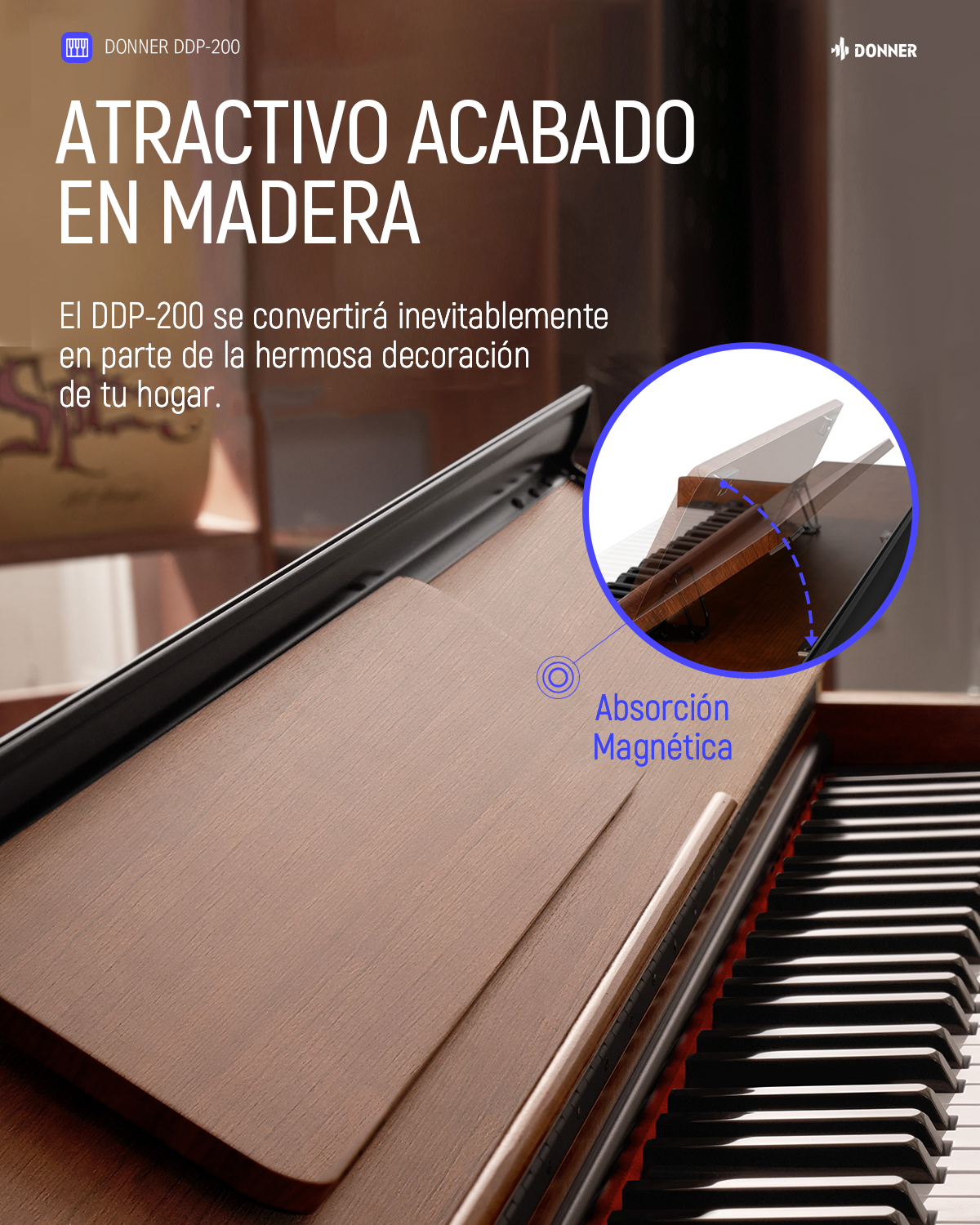 Donner DDP-200 Piano Vertical Digital de 88 Teclas Pesadas