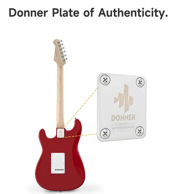 Donner DST-100R Guitarra Eléctrica Tamaño Completo con Amplificador/Bolsa/Afinador Digital/Capo/Tahalí/Cuerdas/Cable/Púas