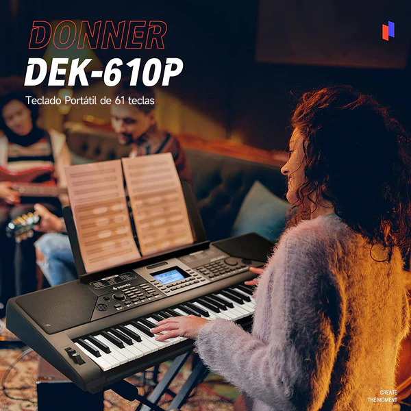 Donner DEK-610P de Completo 61 Teclas Teclado Electrónico Tamaño
