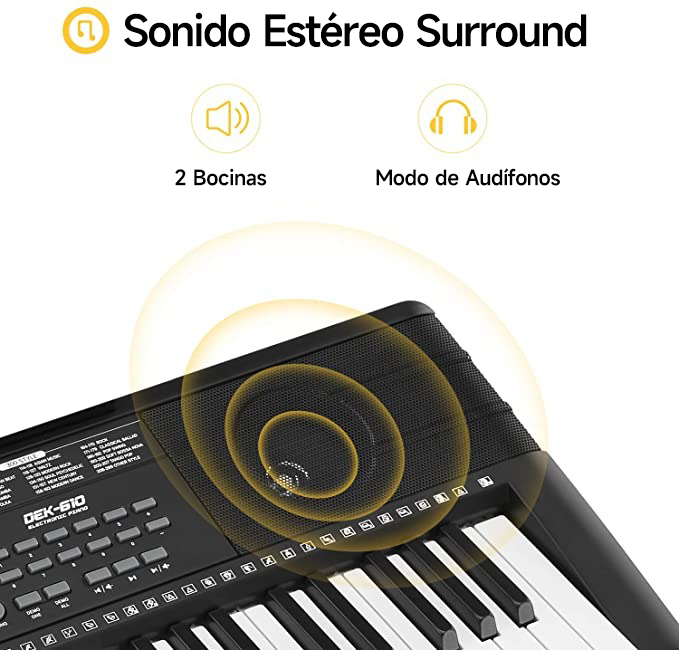 Donner DEK-610 Kit de teclado electrónico de tamaño completo de 61 teclas con banco/soporte/micrófono donner music mexico