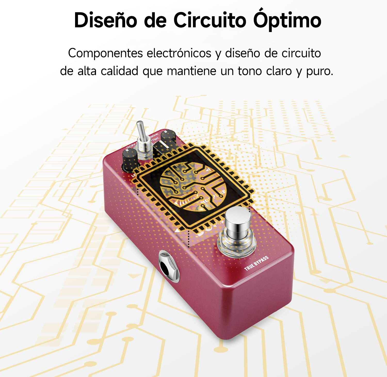 Donner efecto de ganancia de pedal de distorsión morpher con tres nudos de nivel de control