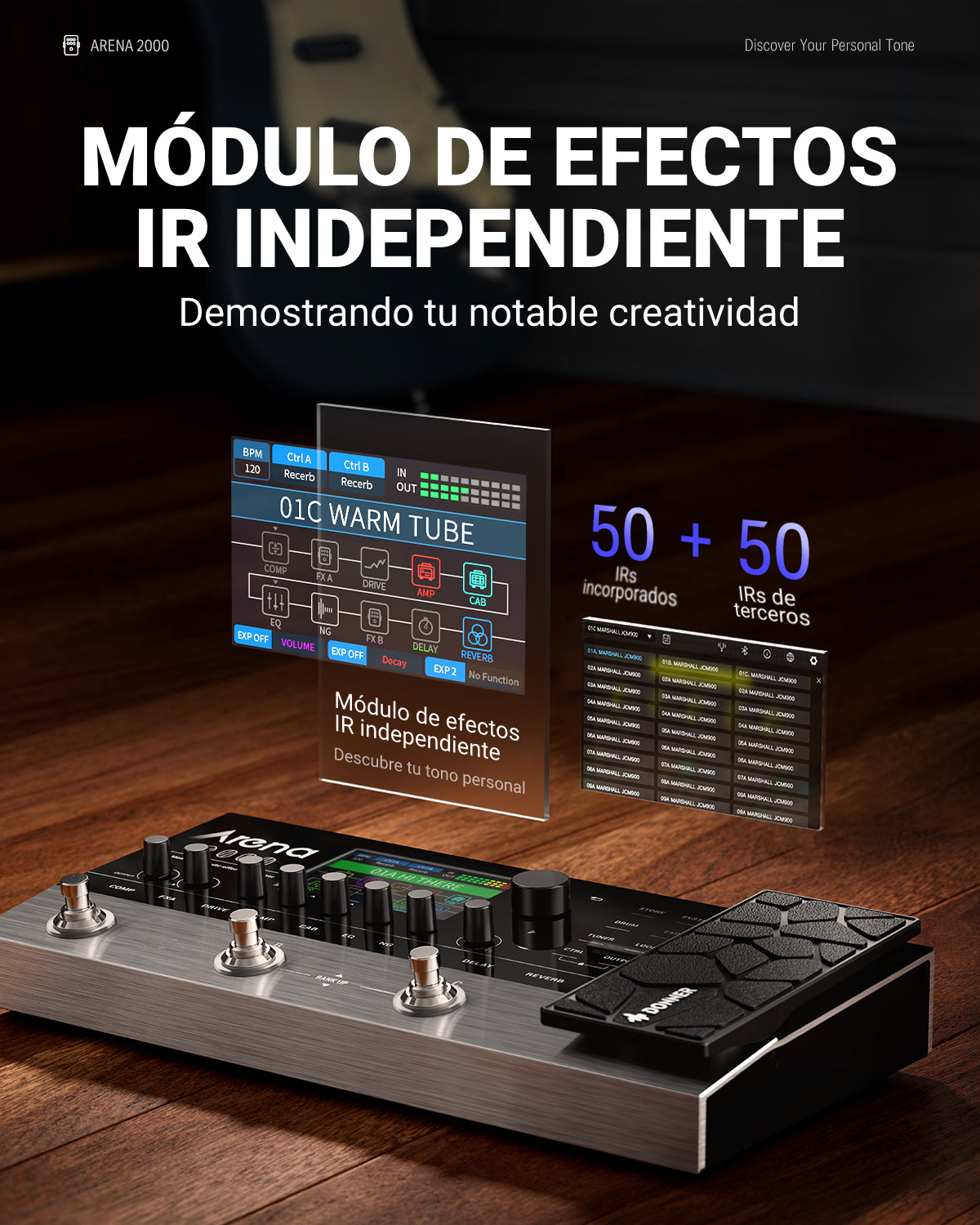 Donner Arena 2000 Pedal de Efectos Múltiples para Guitarra Modelado AMP Procesador de Efectos Múltiples