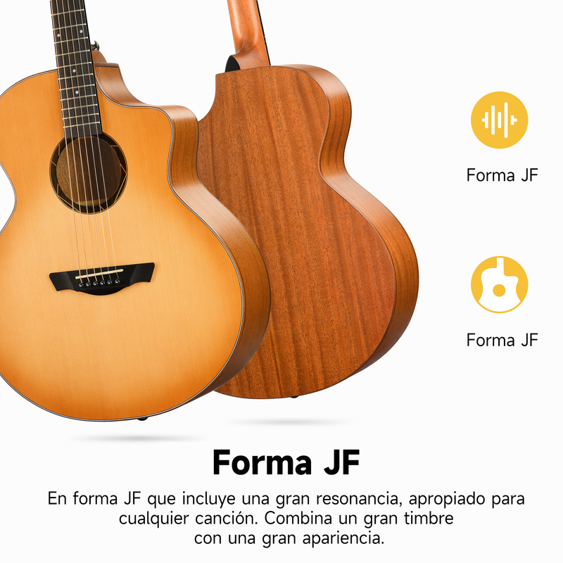 Donner DAF-410 Guitarra Acústica de tamaño completo Guitarra Acustica 41 pulgadas Solid Spruce Top Cutaway JF Body Starter Kit