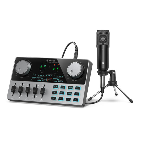 Donner Podcast Bundle, With Sound Card Audio Mixer, Xlr-6.35mm
