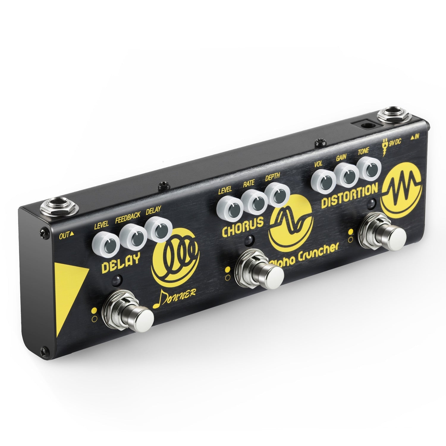 Donner Multi Guitar Effect Pedal Alpha Cruncher with Delay Chorus Distortion Effects  with Adapter - Donnerdeal