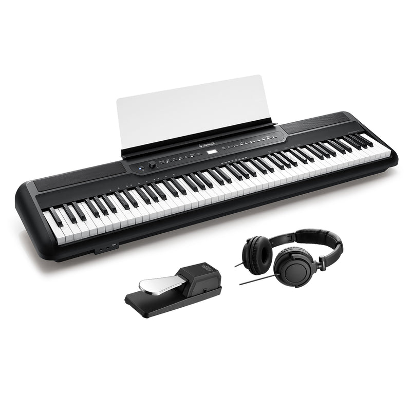 Donner SE-1 Piano Digital Profesional de 88 teclas pesadas, liviano y portátil, Pedal y auriculares gratuitos