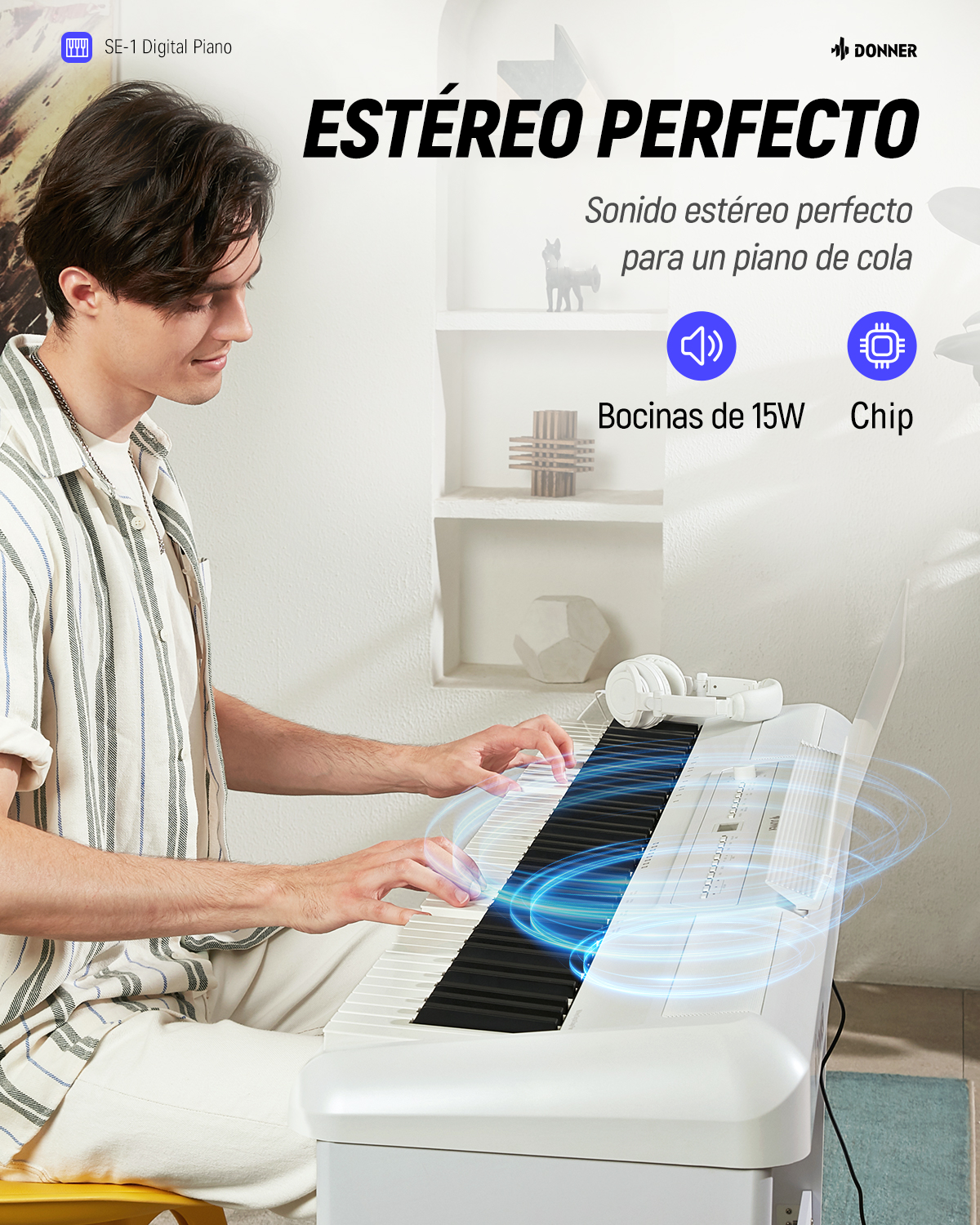 Donner SE-1 Piano Digital Portátil de 88 Teclas Pesadas con Stand